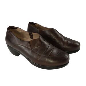 UC‎ 24/7 Womens Clogs 9 Leather Ila Style 2851 Nursing Slip On Rubber Sole Brown